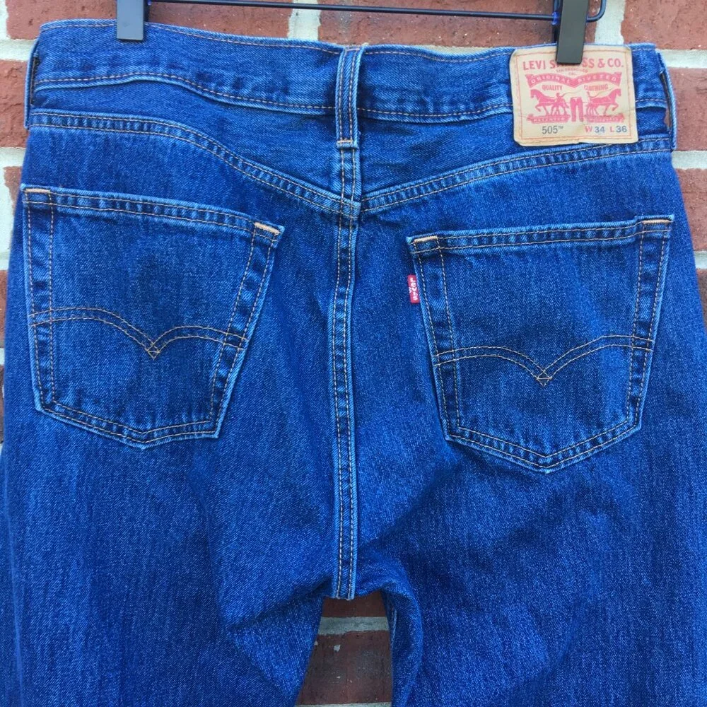 Levis 505 Jeans Straight Cut Mens Size 34